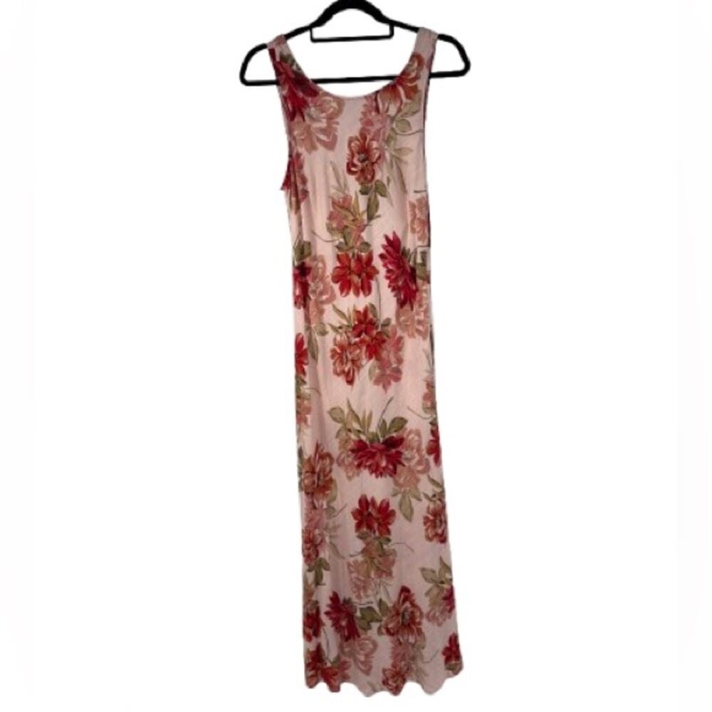 Paper Heart Pink Floral Sleeveless Linen Blend Maxi Dress Womens L Anthopologie